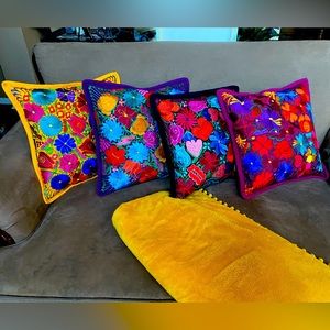 Set of 4 Guatemalan hand embroidered cushion covers.
